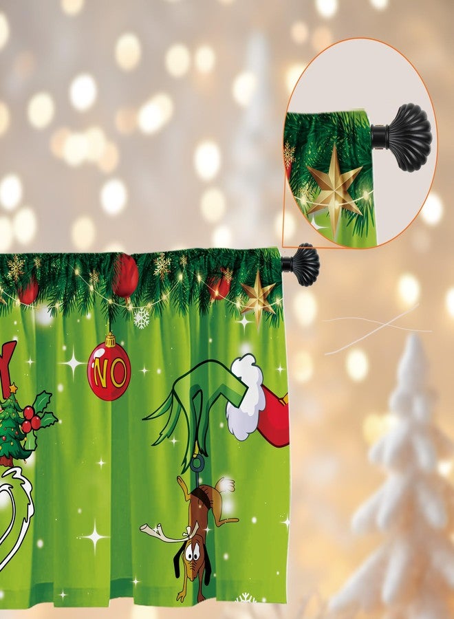 Deztibos Christmas Curtains How Stole Christmas Curtains Tree Snowflake New Year Holiday 52'' L x 18'' W Red and Green - Image 4